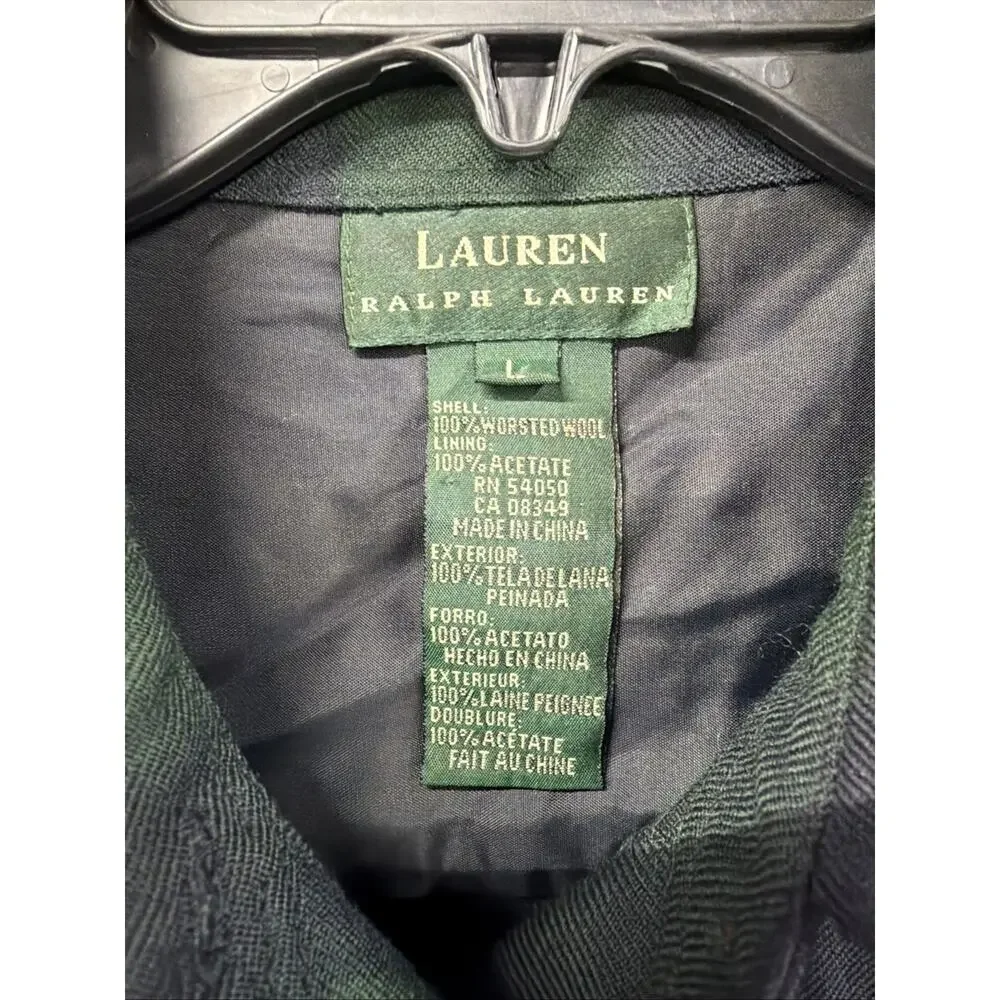 Lauren Ralph Lauren Women Worsted Wool Plaid Button Down Tartan Large